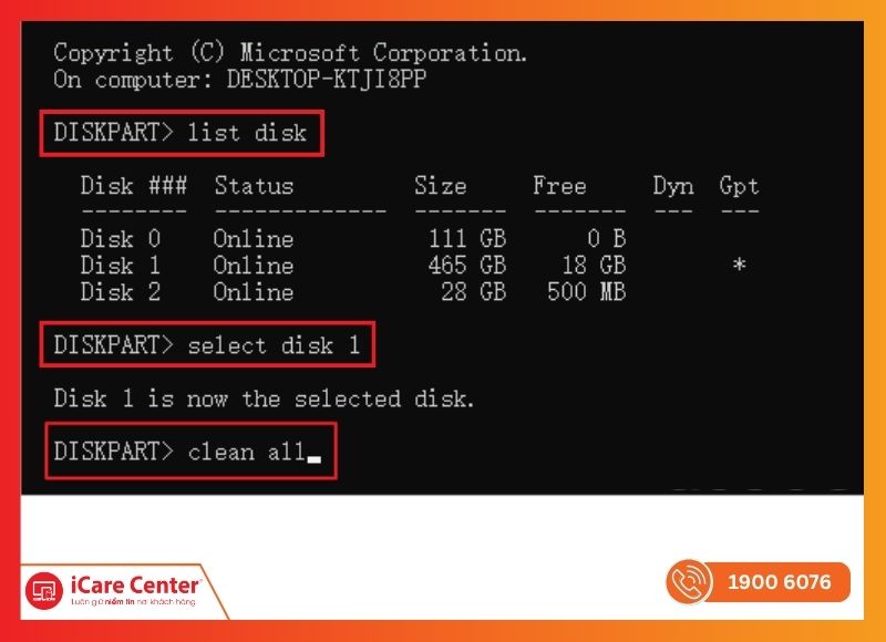 Xóa ổ cứng bằng lệnh Diskpart trong Command Prompt trên Windows