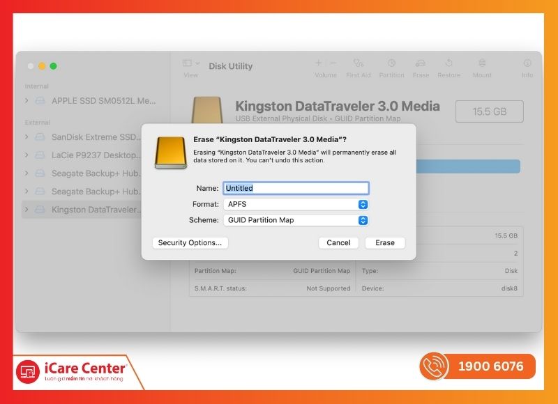 Dùng Disk Utility để xóa ổ cứng vĩnh viễn trên macOS