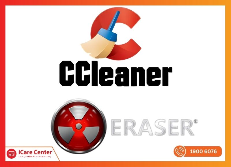 Giao diện phần mềm CCleaner và Eraser