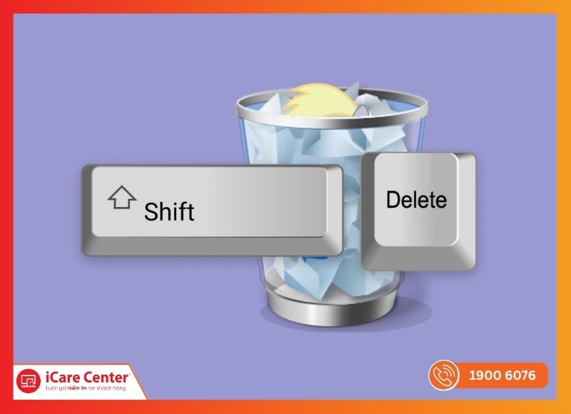 Nhấn SHIFT + Delete để xóa file trên Windows