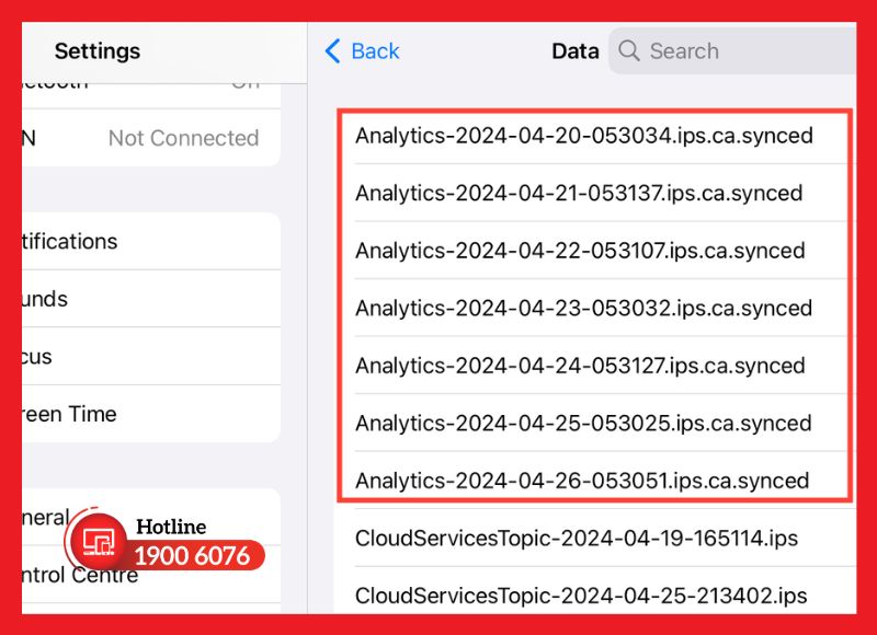 Kiểm tra dung lượng pin iPad qua dữ liệu hệ thống