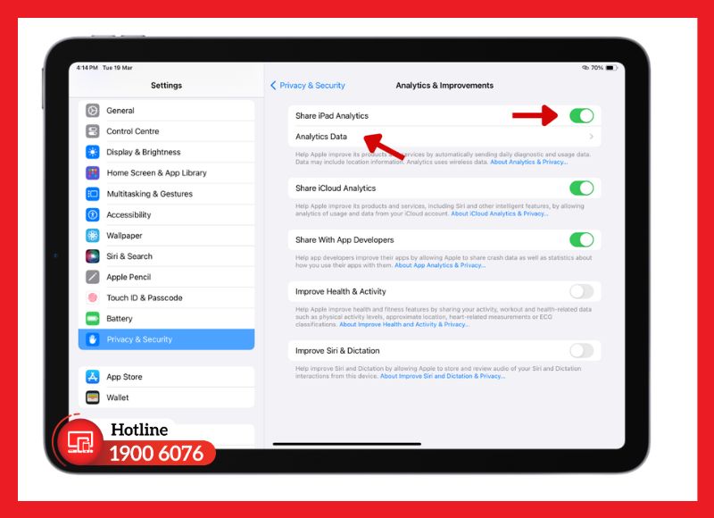 Kiểm tra pin iPad qua dữ liệu phân tích