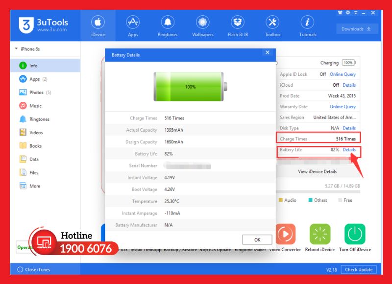 Kiểm tra pin iPad bằng phần mềm máy tính