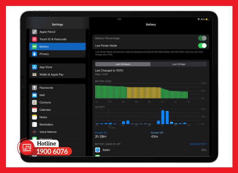 Bật chế độ tiết kiệm pin trên iPad