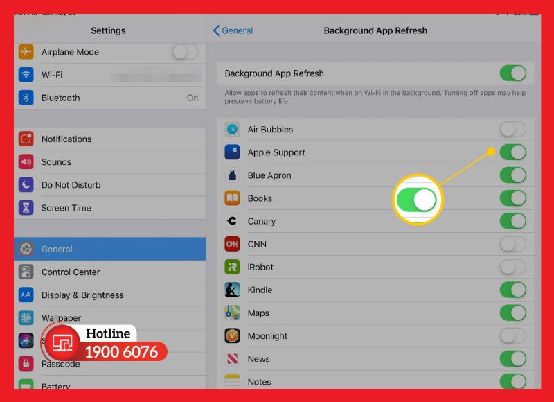 Tắt ứng dụng chạy nền trên iPad