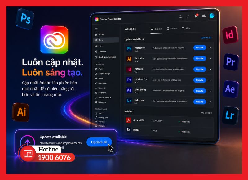 Cập nhật Adobe lên phiên bản mới nhất qua Creative Cloud App