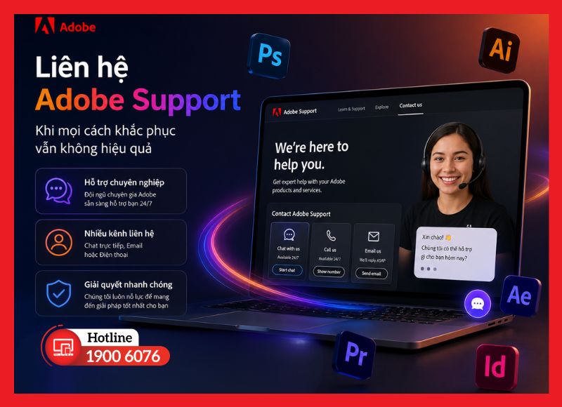 Liên hệ Adobe Support khi mọi cách khắc phục vẫn không hiệu quả