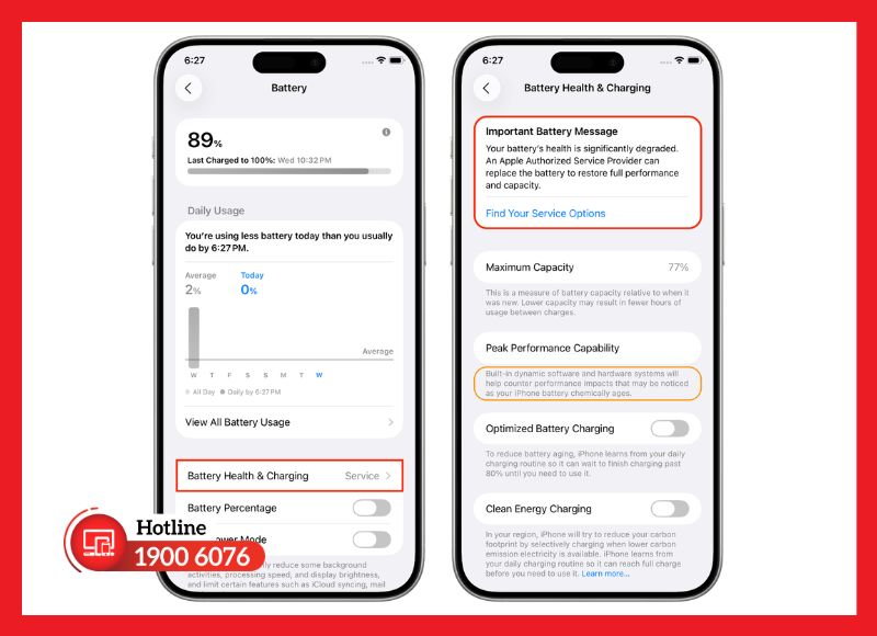 iPhone báo 'Dịch vụ' hoặc không hiển thị tình trạng pin