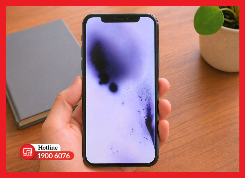 Dấu hiệu màn hình iPhone bị đốm đen, chảy mực