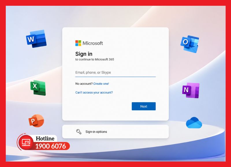 Giao diện đăng nhập tài khoản Microsoft 365