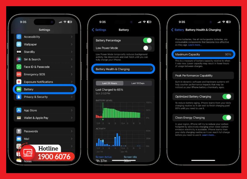 Kiểm tra dung lượng pin iPhone trong Cài đặt