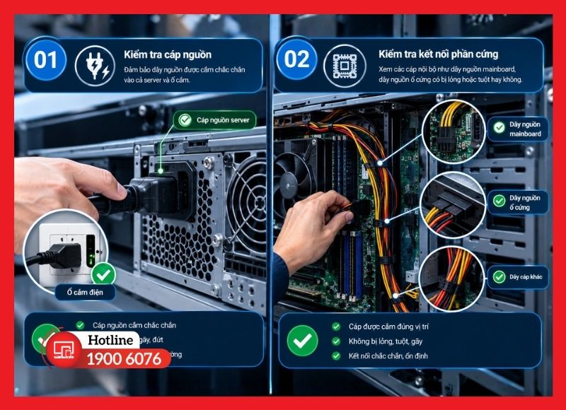 Cách kiểm tra cáp nguồn và các kết nối phần cứng
