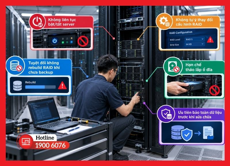 Những lưu ý quan trọng khi xử lý sự cố máy chủ khởi động không lên