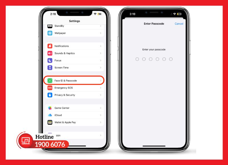Kiểm tra Face ID trong phần Cài đặt iPhone
