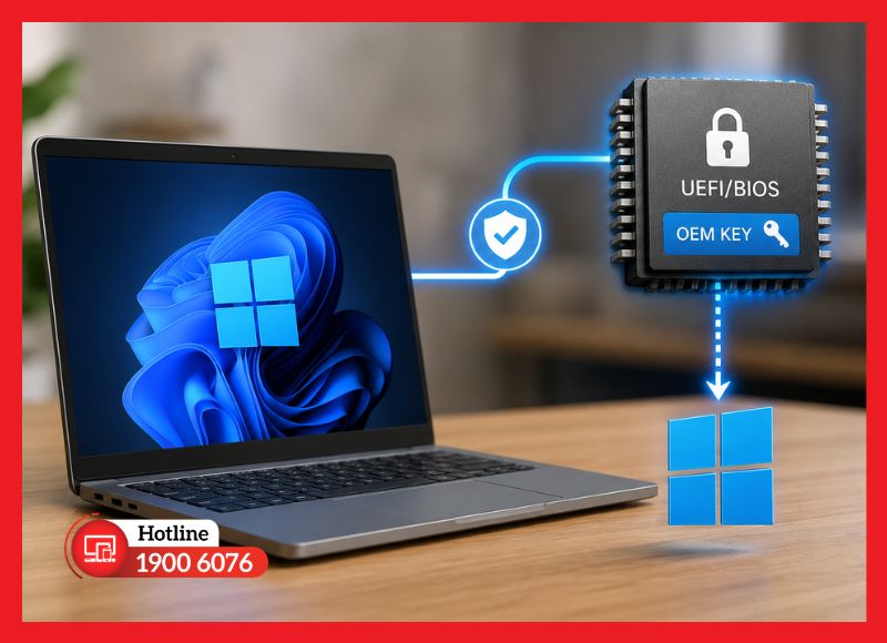 Windows OEM gắn bản quyền vào firmware BIOS/UEFI của thiết bị