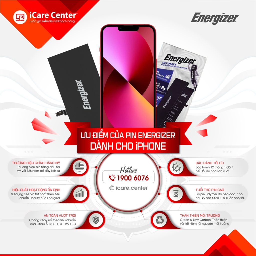 thay pin energizer chính hãng tại icare center